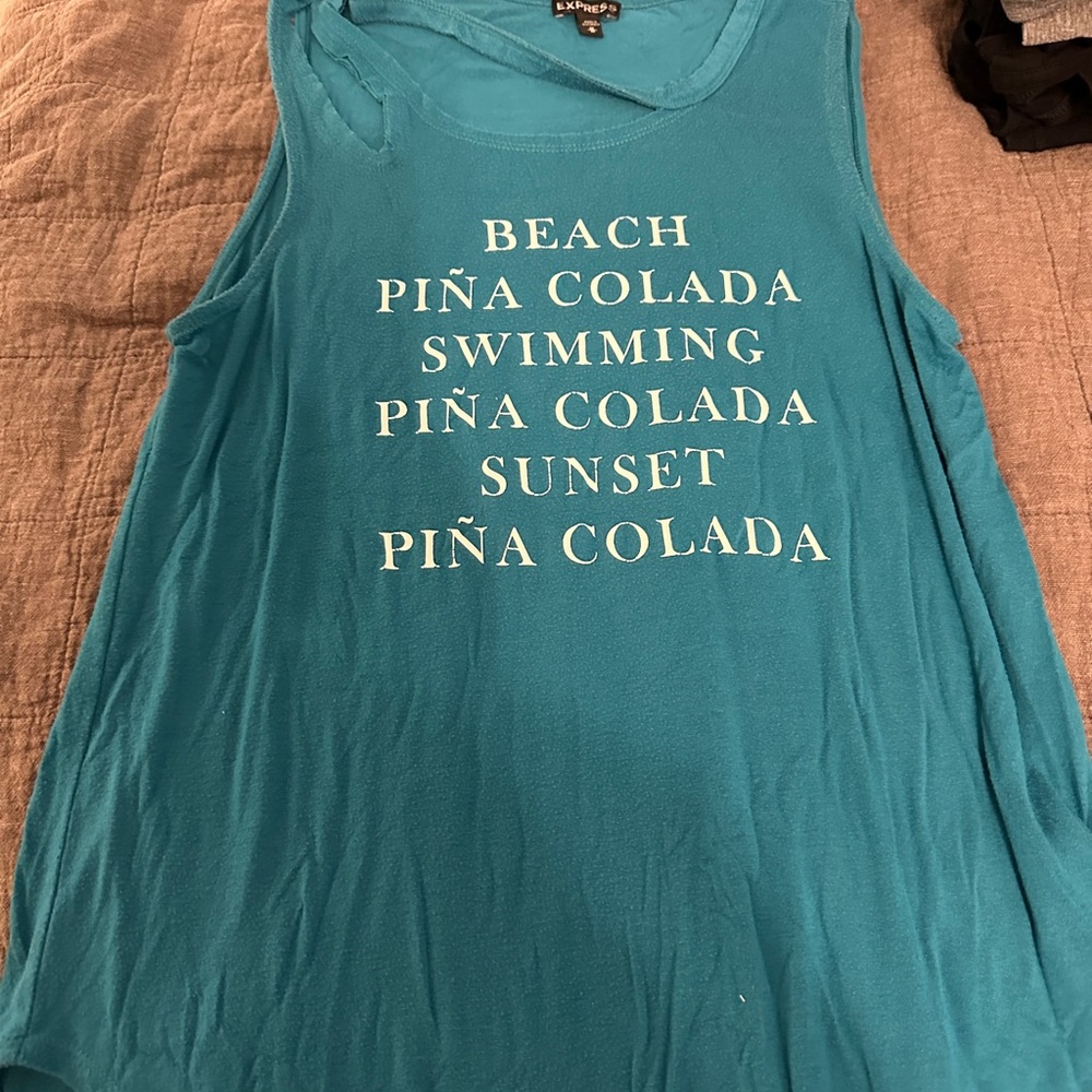 Express Vibrant Blue Vacation Themed Tank